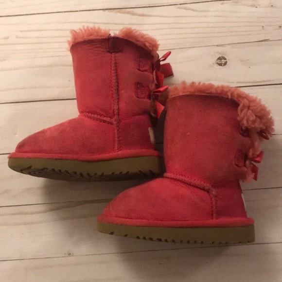 UGG Other - UGG Toddler Bailey Bow Pink Suede Boots Size 6
